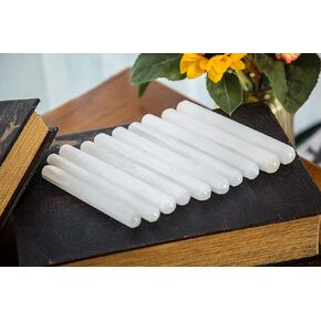 JIC Gem Spiral Faceted Selenite Crystal Massage Wand Powerful Healing Energy Reiki Set of 10