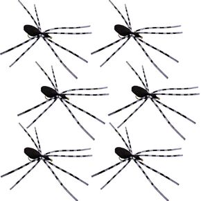Foam Spider Fly Fishing Set – Black, Small & Leggy, 6 Pc, Hook Size #16 - Topwater Dry Flies for Bass, Panfish, and Trout by Thor Outdoor