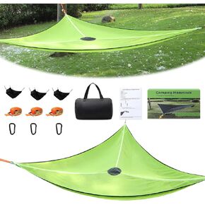 Triangle Hammock for Outside, Portable Camping Hammock with Straps and Storage Bag - Max 800 Lbs for 2-6 Adults or Kids, Perfect for Outdoor Travel and Relaxation (157''/400cm)
