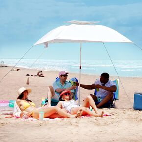 KingCamp 2-in-1 Beach Umbrella and Beach Shade Canopy UPF50+, 6x6 FT Windproof Beach Tent Sun Shelter with Stability Poles, Carrying Bag, Easy Set Up for Camping Trips, Fishing, Picnics, Backyard in Saudi Arabia