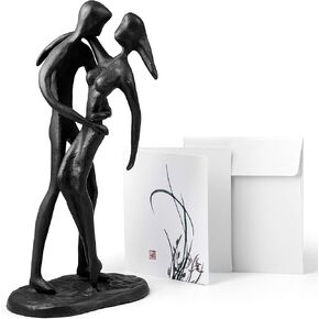 SENNESY Handcrafted Iron Sculpture of Two Hearts - A Romantic Gift for Weddings and Anniversaries Metal Art with Symbolic Design - Includes a Blank Greeting Card to Express Your Love