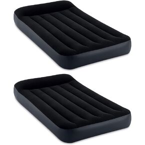 Intex Dura Beam Pillow Rest Classic Inflatable Blow Up Mattress Air Bed with Internal Built in Pump, Twin (2 Pack)