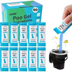 Portable Toilet Absorbent Gel Powder, Poo Gel for Camping Toilet Solid Waste and Urine, Eco Gel for Outdoor Recreation Hiking Fast-Acting Gel Deodorizing Treatment