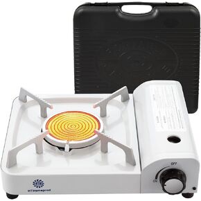 Portable Butane Stove Single Infrared Camping Burners 13000 BTU Outdoor Cooking Gear Backpackers Essential White