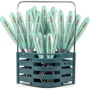 Silverware Flatware Cutlery Set - Stainless Steel 24 Pc Flatware Set With Silverware Caddy Service for 6 | Dishwasher Safe Camping Set Flatware for Travel, Small Spaces and Outdoor Use