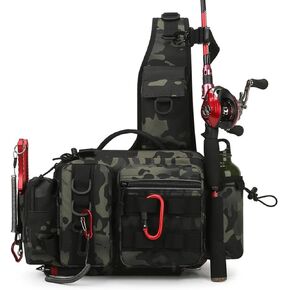 Fishing Tackle Bag,Tactical Fishing Sling Tackle Storage Bag,Lightweight Sling Fishing Backpack- Sling Tool Bag for Fishing Hiking Hunting Camping