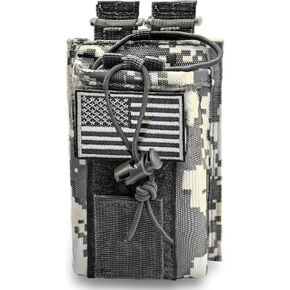 Molle Radio Pouch Holster Tactical Holder Duty Belt Accessories Military Heavy Bag for Two Ways Walkie Talkies Adjustable Storage with 1 Pack Patch(Black)