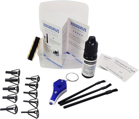 طقم إصلاح طرف صنارة الصيد - استعيدي صنارة الصيد الخاصة بك مع 10 قطع من أحجام دليل الأطراف، وغراء الأشعة فوق البنفسجية، وخيط التغليف لقضيب الصب الدوار في المياه المالحة والمياه العذبة (مجموعة استبدال أدلة صنارة الصيد) in Kuwait