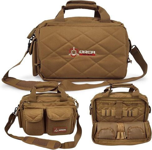 Orca Tactical Gun Range Bag for Shooting – 3+ Compact Pistol Revolver Range Bag for Handguns and Ammo – Self Standing Gun Bag – Handguns Bag with Durable Double Stitching Lockable YKK Zippers in Saudi Arabia