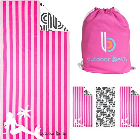 4 Pack Microfiber Beach Towel Oversized + Travel Backpack - Sand Free Beach Towel Quick Dry Travel Towel for Beach Pool Cruise Essentials Must Haves Pink Towel Set Mermaid Gifts in Saudi Arabia