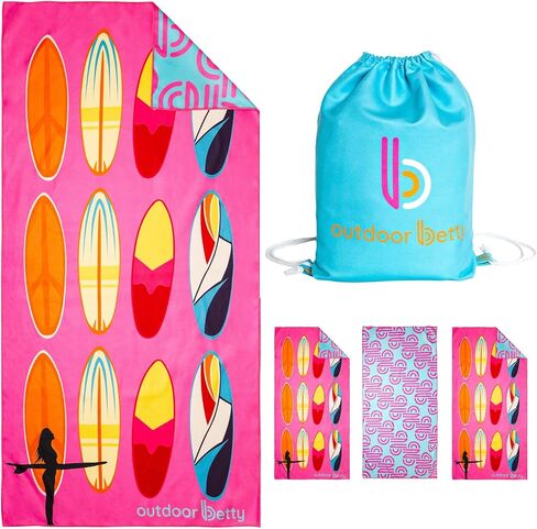 4 Pack Microfiber Beach Towel Oversized + Travel Backpack - Sand Free Beach Towel Quick Dry Travel Towel for Beach Pool Cruise Essentials Must Haves Pink Towel Set Mermaid Gifts in Saudi Arabia