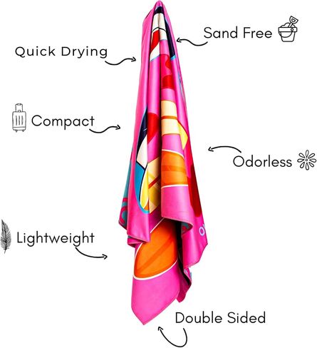 4 Pack Microfiber Beach Towel Oversized + Travel Backpack - Sand Free Beach Towel Quick Dry Travel Towel for Beach Pool Cruise Essentials Must Haves Pink Towel Set Mermaid Gifts in Saudi Arabia