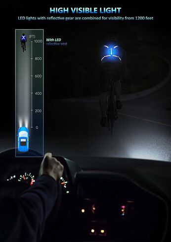 LED Reflective Vest Running Gear, USB Rechargeable Light Up Running Vest Chest Phone Holder for Runners Night Walking in Kuwait