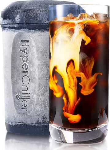 HyperChiller HC2 Patented Iced Coffee/Beverage Cooler, NEW, IMPROVED,STRONGER AND MORE DURABLE! Ready in One Minute, Reusable for Iced Tea, Wine, Spirits, Alcohol, Juice, 12.5 Oz, Black in Saudi Arabia