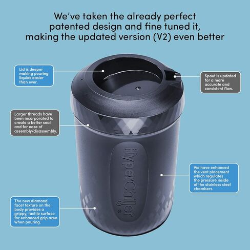 HyperChiller HC2 Patented Iced Coffee/Beverage Cooler, NEW, IMPROVED,STRONGER AND MORE DURABLE! Ready in One Minute, Reusable for Iced Tea, Wine, Spirits, Alcohol, Juice, 12.5 Oz, Black in Saudi Arabia