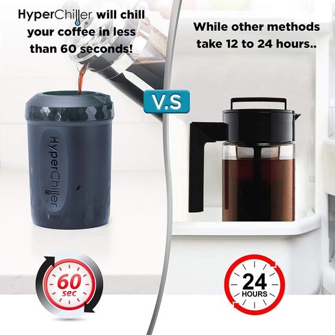 HyperChiller HC2 Patented Iced Coffee/Beverage Cooler, NEW, IMPROVED,STRONGER AND MORE DURABLE! Ready in One Minute, Reusable for Iced Tea, Wine, Spirits, Alcohol, Juice, 12.5 Oz, Black in Saudi Arabia