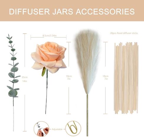 HOSSIAN 2 Clear Glass Diffuser Bottles 2 Black Diffuser Bottles -with Natural Reed Sticks Use for DIY Replacement Reed Diffuser Sets (4X3.9 Inch) in Kuwait