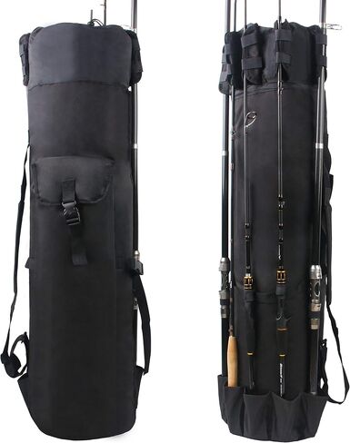 FUSIGO Fishing Rod Carrier Fishing Pole Bag Fishing Rod Case Fishing Gear Equipment Fishing Rod Bag Travel Carry Case Large Capacity Waterproof Fishing Reel Bag Case Fishing Gifts for Men Black in Saudi Arabia