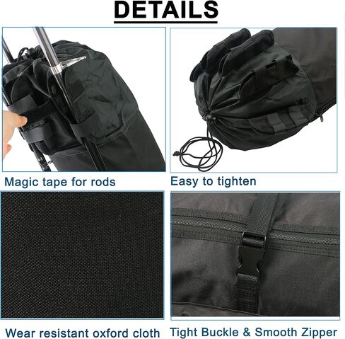 FUSIGO Fishing Rod Carrier Fishing Pole Bag Fishing Rod Case Fishing Gear Equipment Fishing Rod Bag Travel Carry Case Large Capacity Waterproof Fishing Reel Bag Case Fishing Gifts for Men Black in Saudi Arabia