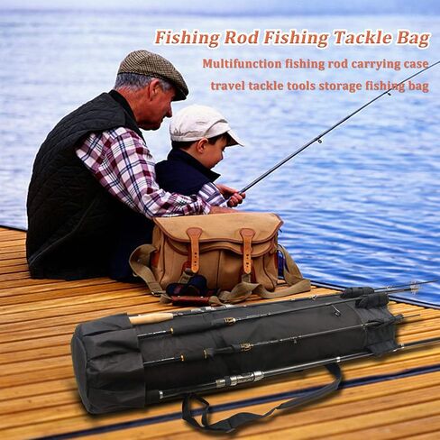 FUSIGO Fishing Rod Carrier Fishing Pole Bag Fishing Rod Case Fishing Gear Equipment Fishing Rod Bag Travel Carry Case Large Capacity Waterproof Fishing Reel Bag Case Fishing Gifts for Men Black in Saudi Arabia