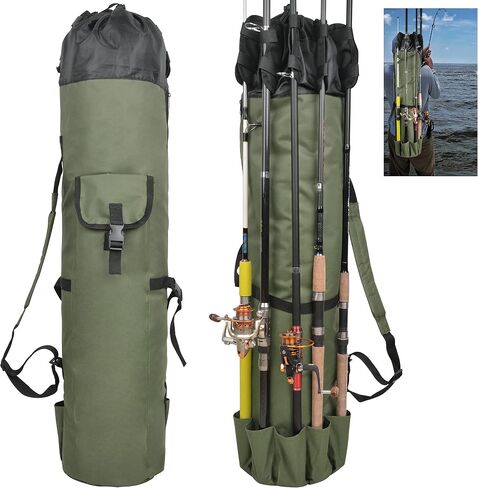 FUSIGO Fishing Rod Carrier Fishing Pole Bag Fishing Rod Case Fishing Gear Equipment Fishing Rod Bag Travel Carry Case Large Capacity Waterproof Fishing Reel Bag Case Fishing Gifts for Men Black in Saudi Arabia