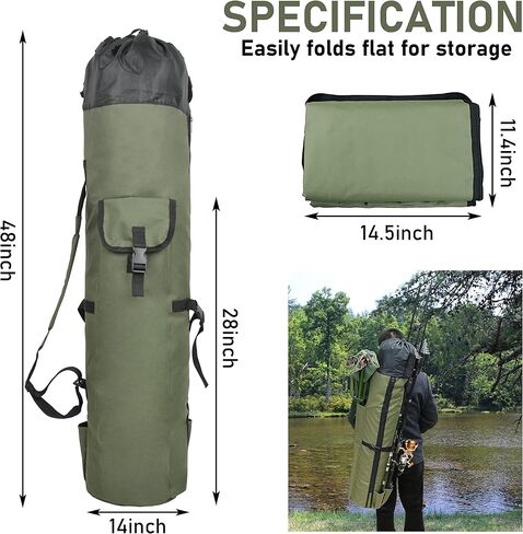 FUSIGO Fishing Rod Carrier Fishing Pole Bag Fishing Rod Case Fishing Gear Equipment Fishing Rod Bag Travel Carry Case Large Capacity Waterproof Fishing Reel Bag Case Fishing Gifts for Men Black in Saudi Arabia