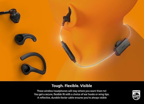 PHILIPS A3206 Wireless Sports Headphones, Detachable Ear Hooks, Integrated Controls, Built-in Microphone, Instant Bluetooth Pairing, IP57 dust Resistant and Waterproof TAA3206BK in Saudi Arabia