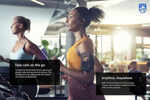 PHILIPS A3206 Wireless Sports Headphones, Detachable Ear Hooks, Integrated Controls, Built-in Microphone, Instant Bluetooth Pairing, IP57 dust Resistant and Waterproof TAA3206BK in Saudi Arabia