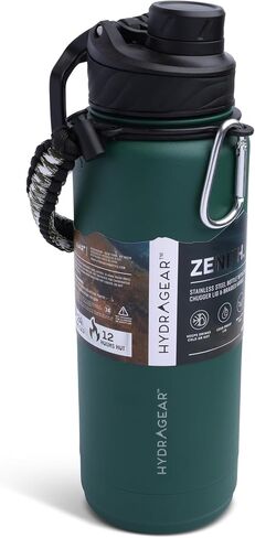 Zenith Chugger Stainless Steel Bottle with Carabiner, Compass, Signal Whistle, and Fire Starter - 40 Oz - Onyx Powder Coat in Saudi Arabia