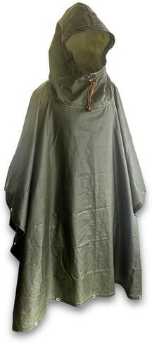 Bushcraft اسبانيا Oilskin Poncho مأوى، Bushcraft Poncho Tarp، متعددة الاستخدامات للماء غطاء المطر خيمة للمخيمين in Kuwait