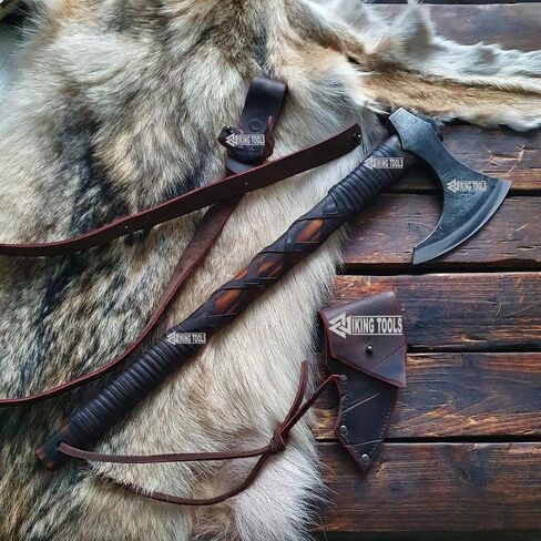 Vikings Axe Ragnar Lothbrok Battle Ready Handforged Viking Axe Ragnar Replica Viking Battle Axes Bearded Norse Authentic Medieval Viking Axe (fire Forged Viking Axe), Large in Kuwait