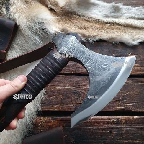 Vikings Axe Ragnar Lothbrok Battle Ready Handforged Viking Axe Ragnar Replica Viking Battle Axes Bearded Norse Authentic Medieval Viking Axe (fire Forged Viking Axe), Large in Kuwait