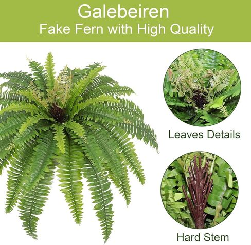 Galebeiren Artificial Ferns for Outdoors & Indoors, 40in Large Faux Ferns 39 Fronds Fake Boston Fern Plant for Planter Garden Porch Entrance Home Windowsill Yards Farmhouse Decoraction (1 Stem) in Saudi Arabia