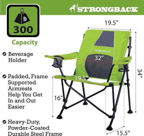 STRONGBACK Camping Chair Guru 3.0 Heavy Duty Camping Chairs with Lumbar Support, Backpack Folding Camp Chair, Navy in Saudi Arabia
