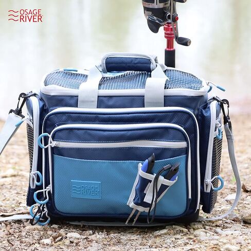 OSAGE RIVER Fishing Tackle Bag with Tackle Boxes, Saltwater Fishing Gear Bag, Tackle Box Organizer with Waterproof Non-Slip Bottom, Padded Shoulder Strap, and Fishing Pliers, Fishing Gifts for Men in Saudi Arabia