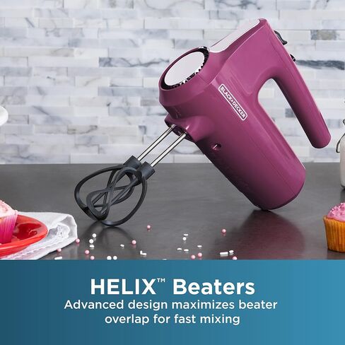BLACK+DECKER Hand Held Mixer MX610B, 5-Speed | 350W hand mixer with Turbo Boost, beaters, whisk, dough hooks and snap-on storage case. in Kuwait