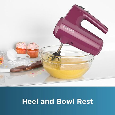 BLACK+DECKER Hand Held Mixer MX610B, 5-Speed | 350W hand mixer with Turbo Boost, beaters, whisk, dough hooks and snap-on storage case. in Kuwait