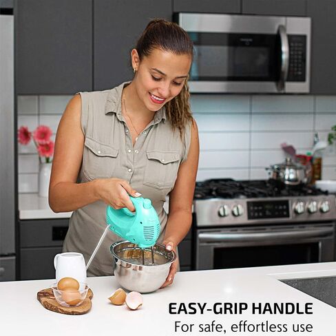 OVENTE Portable 5 Speed Mixing Electric Hand Mixer with Stainless Steel Whisk Beater Attachments & Snap Storage Case, Compact Lightweight 150 Watt Powerful Blender for Baking & Cooking, Black HM151B in Saudi Arabia