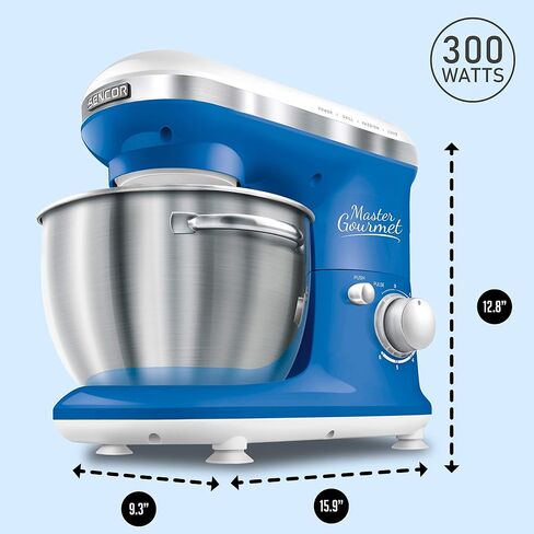 Sencor STM3624RD 6 Speed Stand Mixer with Pouring Shield and 4 Specialized Metal Attachments and Stainless Steel Bowl, 4.2 Qt, Red in Saudi Arabia