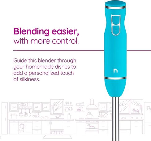 Immersion Hand Blender 2 Speed Stick Mixer with Stainless Steel Shaft & Blade, 300 Watts Easily Food, Mixes Sauces, Purees Soups, Smoothies, and Dips, Black in Kuwait
