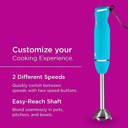 Immersion Hand Blender 2 Speed Stick Mixer with Stainless Steel Shaft & Blade, 300 Watts Easily Food, Mixes Sauces, Purees Soups, Smoothies, and Dips, Black in Kuwait