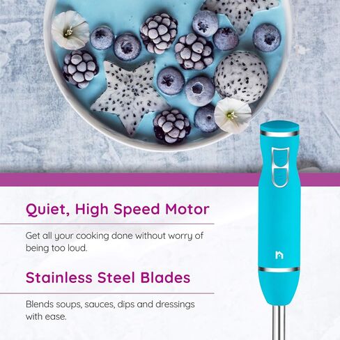 Immersion Hand Blender 2 Speed Stick Mixer with Stainless Steel Shaft & Blade, 300 Watts Easily Food, Mixes Sauces, Purees Soups, Smoothies, and Dips, Black in Kuwait