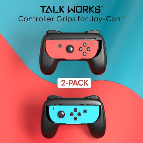 TALK WORKS Grips for Nintendo Switch Joycon Controller 2 Pack - Game Accessories Joy-Con Handheld Joystick Remote Control Holder Joy Con Kit - Black in Saudi Arabia