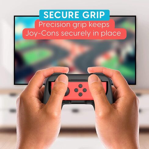 TALK WORKS Grips for Nintendo Switch Joycon Controller 2 Pack - Game Accessories Joy-Con Handheld Joystick Remote Control Holder Joy Con Kit - Black in Saudi Arabia
