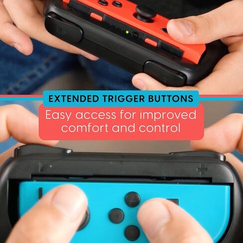 TALK WORKS Grips for Nintendo Switch Joycon Controller 2 Pack - Game Accessories Joy-Con Handheld Joystick Remote Control Holder Joy Con Kit - Black in Saudi Arabia