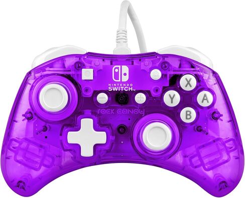 PDP Rock Candy Wired Gaming Switch Pro Controller - Blu-merang Blue / Clear - Licensed by Nintendo - OLED Compatible - Compact, Hard Transparent Plastic Travel Controller - Holiday & Birthday Gifts in Saudi Arabia