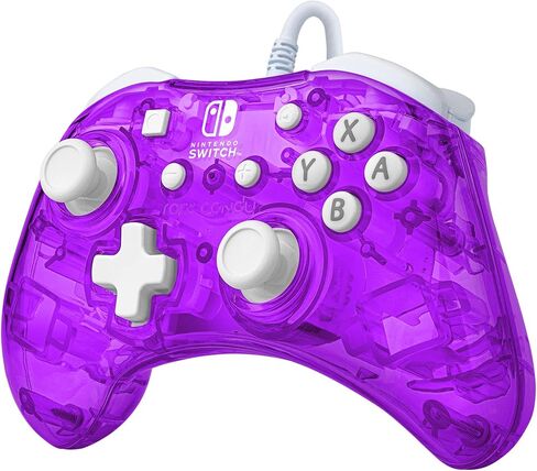 PDP Rock Candy Wired Gaming Switch Pro Controller - Blu-merang Blue / Clear - Licensed by Nintendo - OLED Compatible - Compact, Hard Transparent Plastic Travel Controller - Holiday & Birthday Gifts in Saudi Arabia