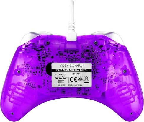 PDP Rock Candy Wired Gaming Switch Pro Controller - Blu-merang Blue / Clear - Licensed by Nintendo - OLED Compatible - Compact, Hard Transparent Plastic Travel Controller - Holiday & Birthday Gifts in Saudi Arabia