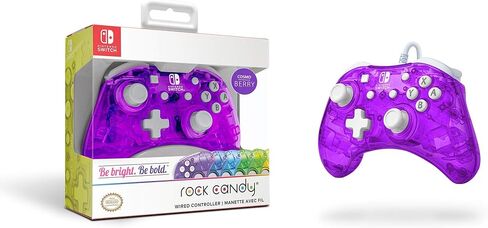 PDP Rock Candy Wired Gaming Switch Pro Controller - Blu-merang Blue / Clear - Licensed by Nintendo - OLED Compatible - Compact, Hard Transparent Plastic Travel Controller - Holiday & Birthday Gifts in Saudi Arabia
