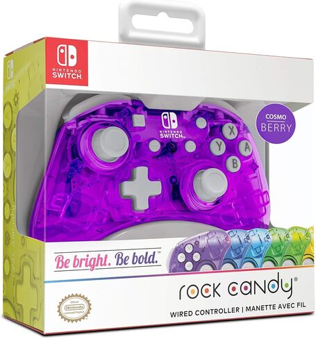 PDP Rock Candy Wired Gaming Switch Pro Controller - Blu-merang Blue / Clear - Licensed by Nintendo - OLED Compatible - Compact, Hard Transparent Plastic Travel Controller - Holiday & Birthday Gifts in Saudi Arabia